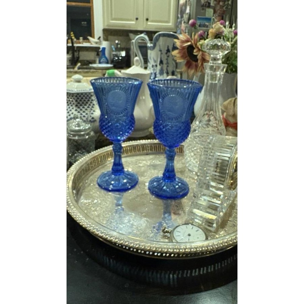 George Washington Blue Goblets (2) LE Smith Bicentennial America250 Celebration - Picture 10 of 12